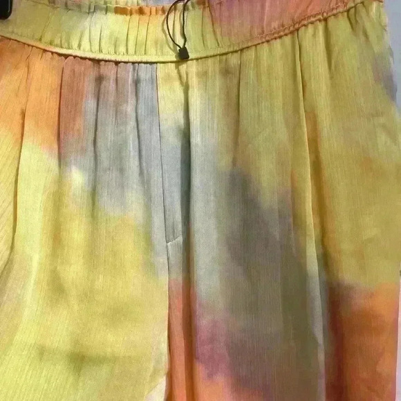 Zara die-dye silky joggers Yellow Orange Pants  Lightweight size S - Picture 6 of 8
